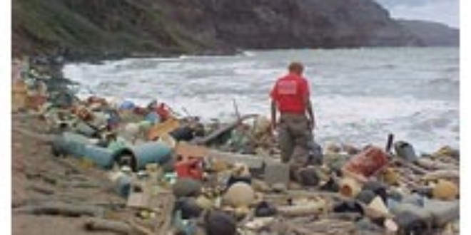 Marine debris on Hawaiian Coast